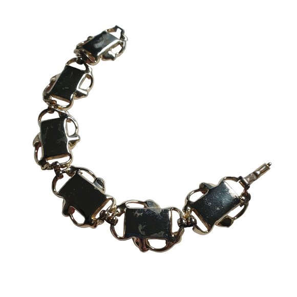 Women Bracelet 7" Gold Tone With Baby Pink Cabochons Fashion Costume Jewlery - Picture 4 of 6